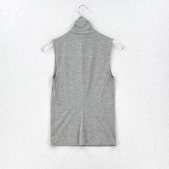 ENZA COSTA Lurex Jersey Sleeveless Turtleneck Top Womens Medium Light Gray NEW - Picture 3 of 13